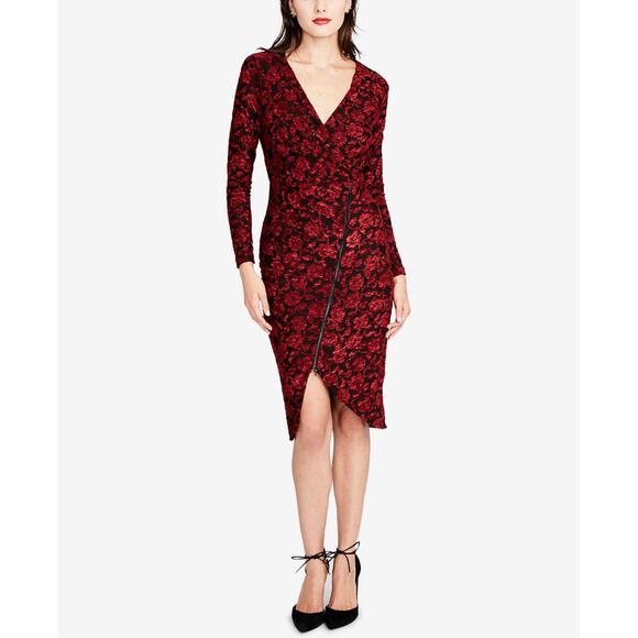 Rachel Rachel Roy Textured Floral Zip Wrap Dress - Picture 1 of 2